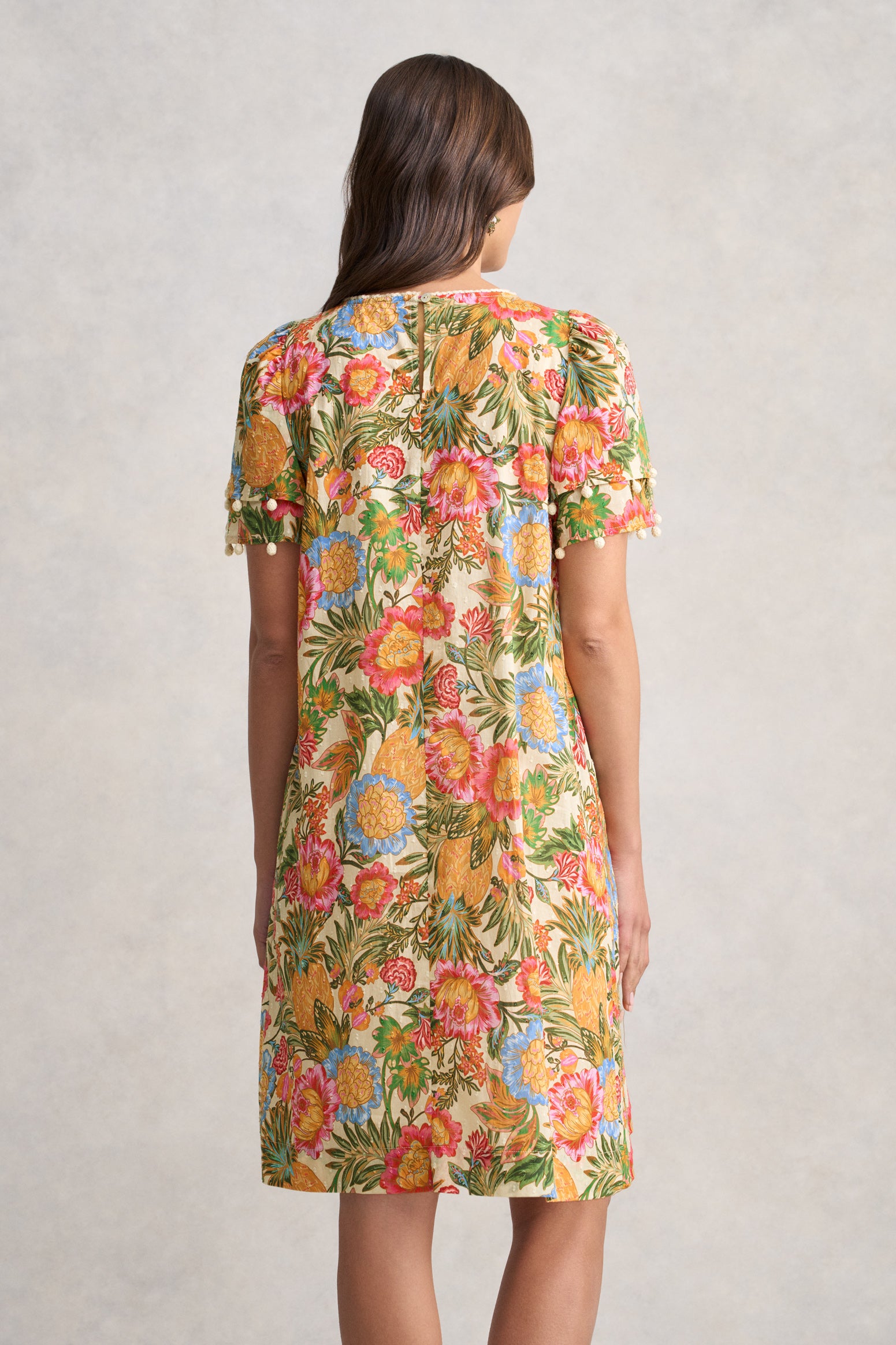 Clipped Cotton Dress - Tropical Print - Image 5