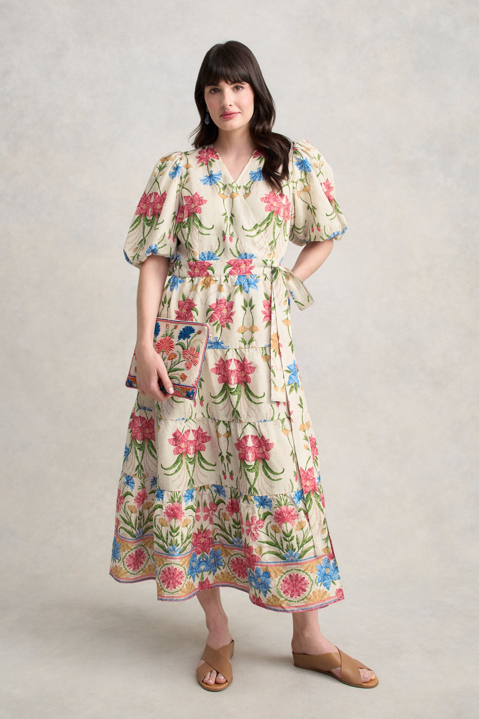 Tiered Wrap Dress- Paradise Print - Image 3