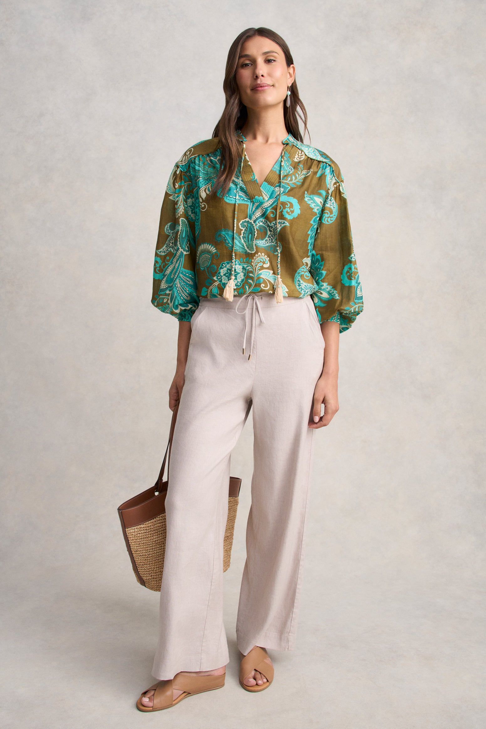 Cotton Silk Blouse - Statement Paisley - Image 3