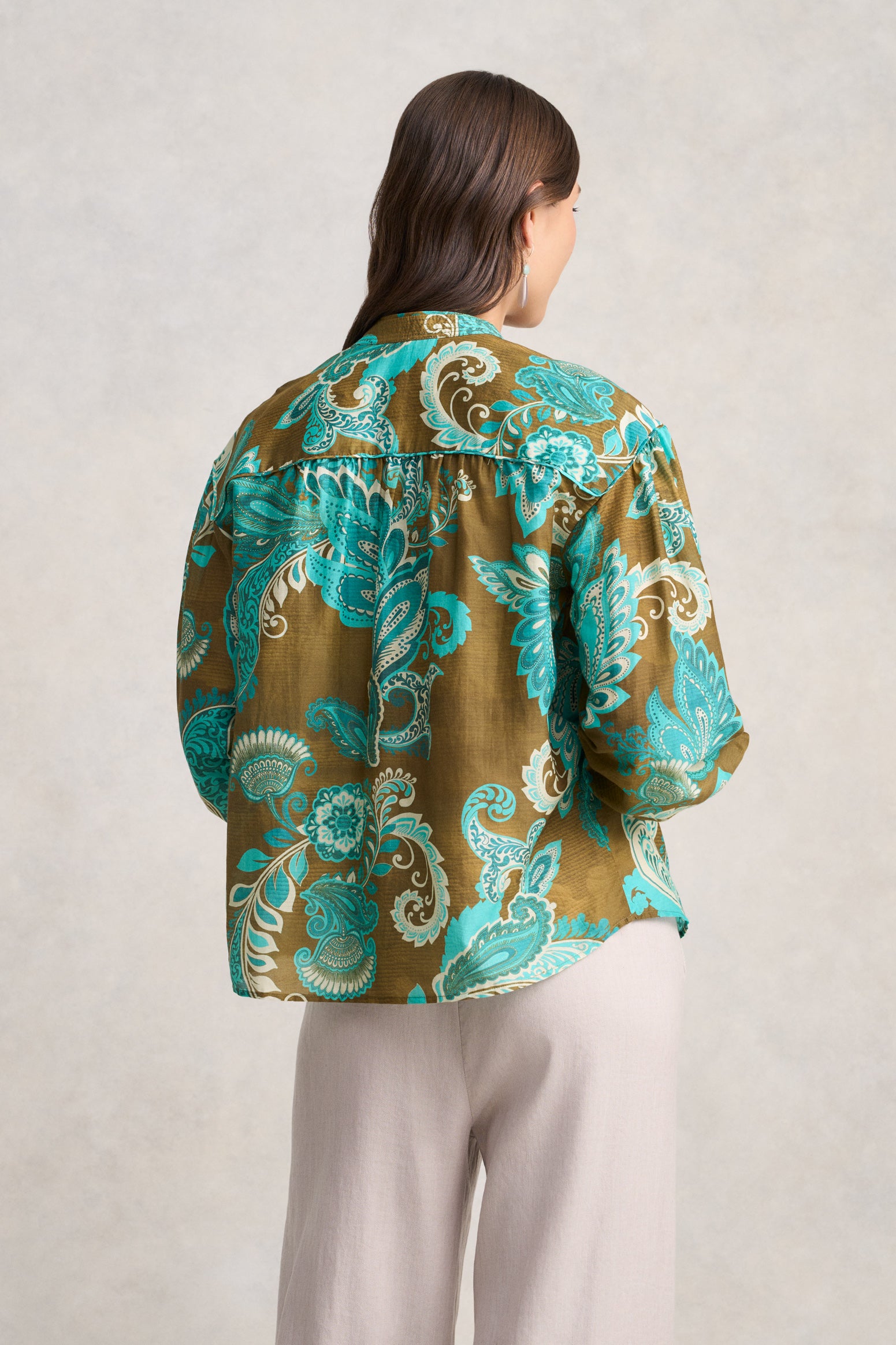 Cotton Silk Blouse - Statement Paisley - Image 5