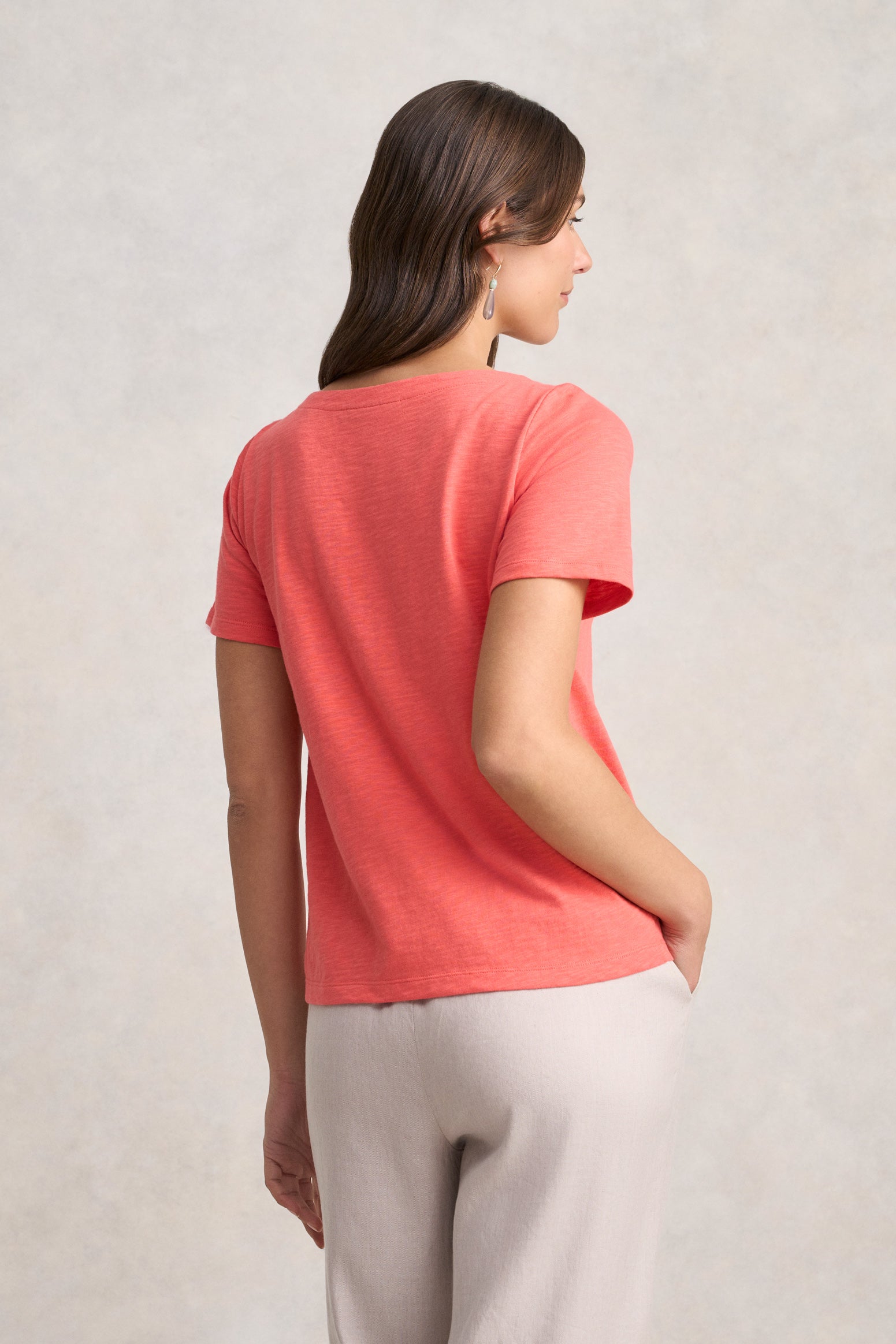 Boat Neck T-Shirt - Melon - Image 4