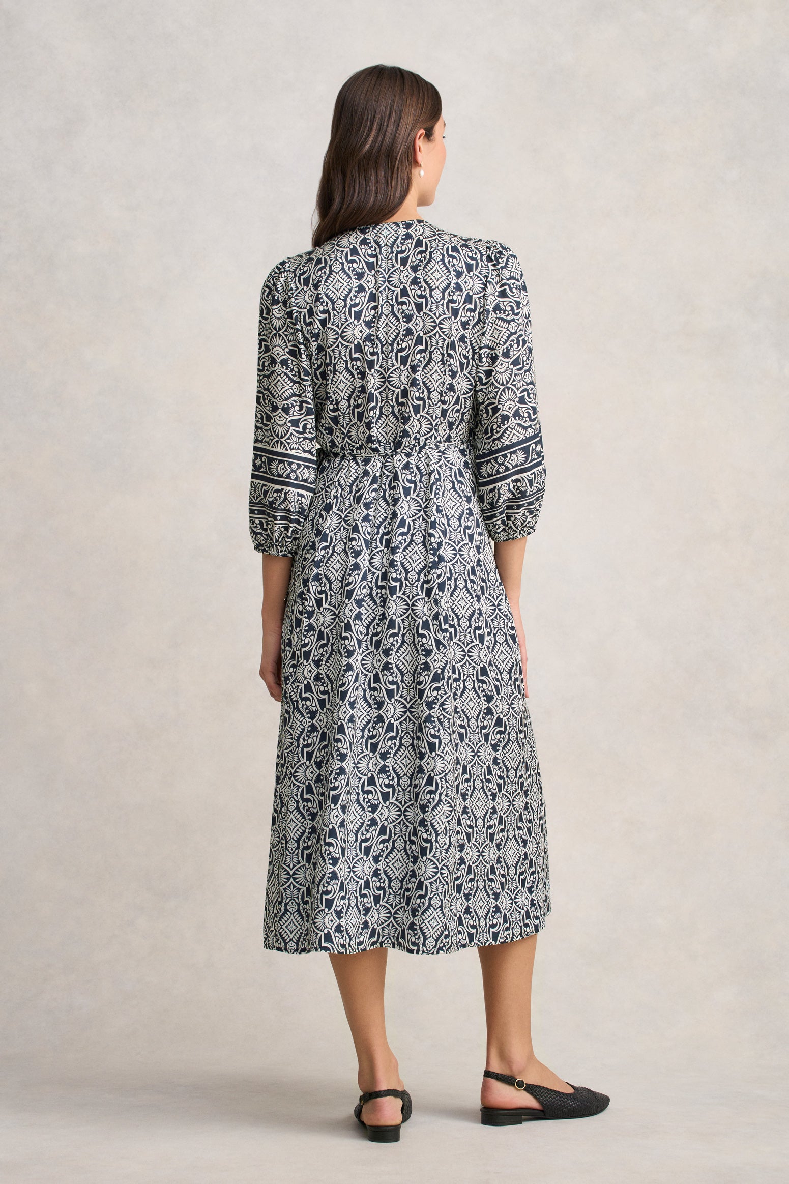 Printed Wrap Dress - Two Tone Print - Image 4