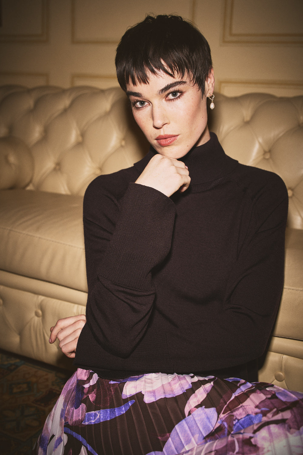 Side Split Merino Wool Jumper - Chocolate Chaud - Image 2