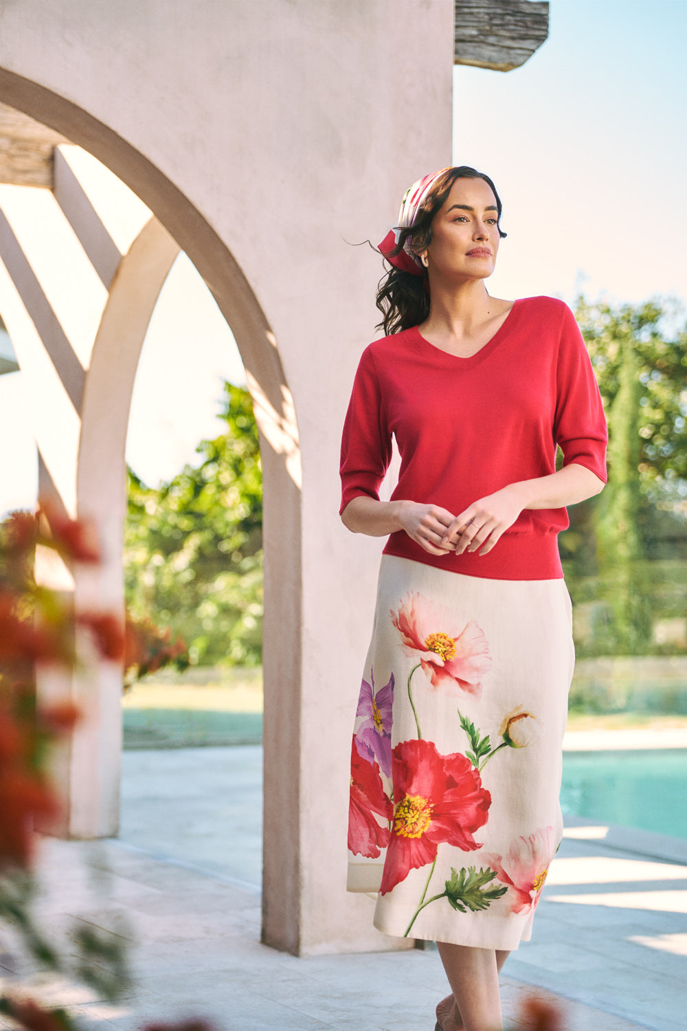 Ramie A-Line Skirt ?C Poppy Print - Image 2