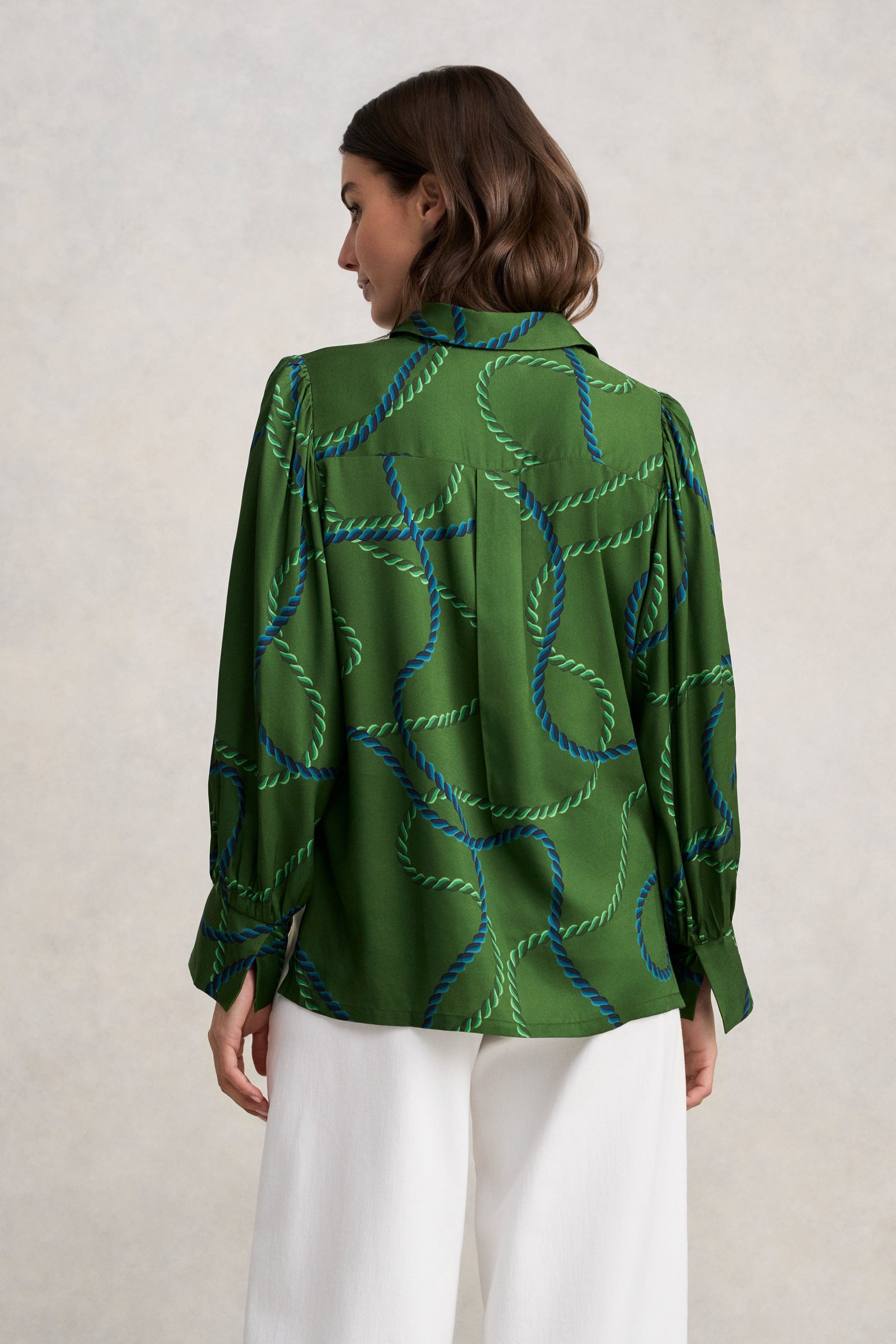 Blouson Sleeve Printed Shirt - Rope Print - Image 6