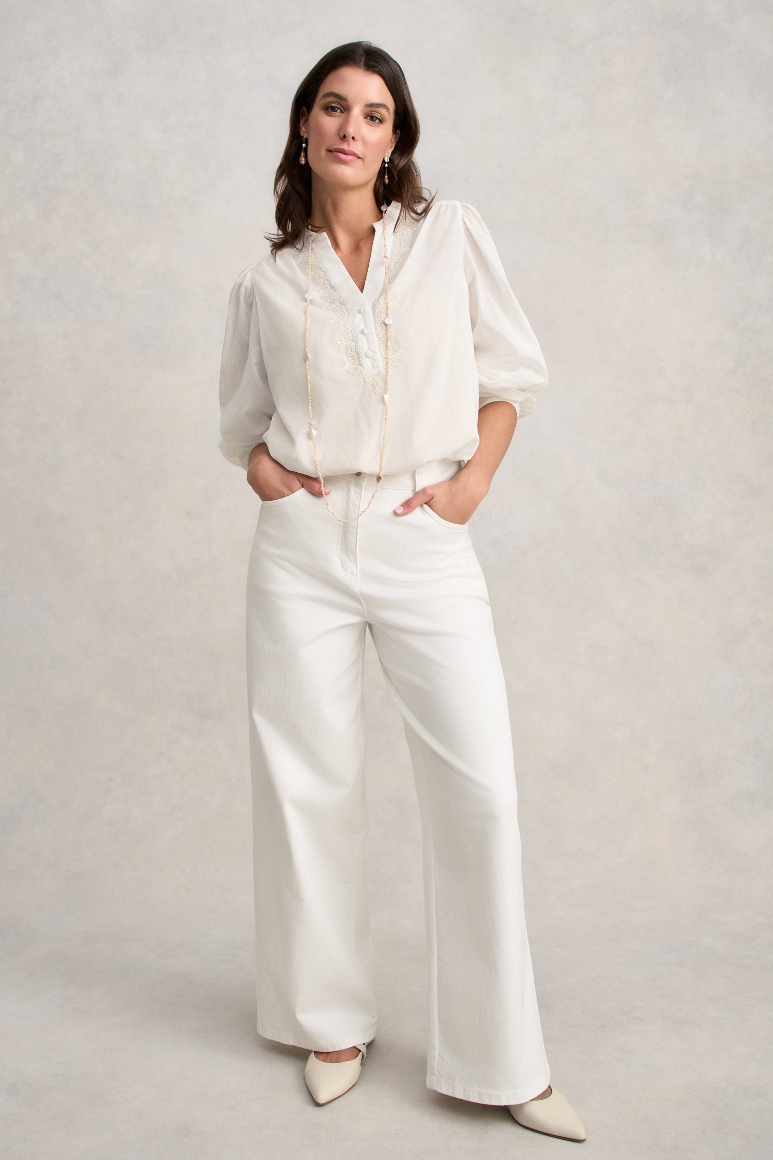 Embroidered Blouse - Cream - Image 3