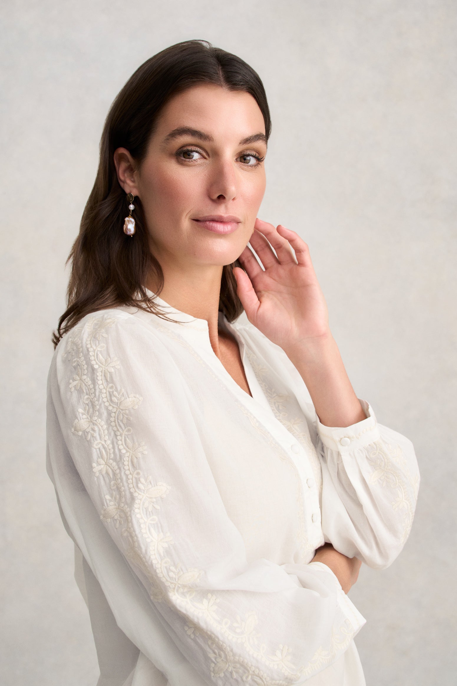 Embroidered Blouse - Cream - Image 4