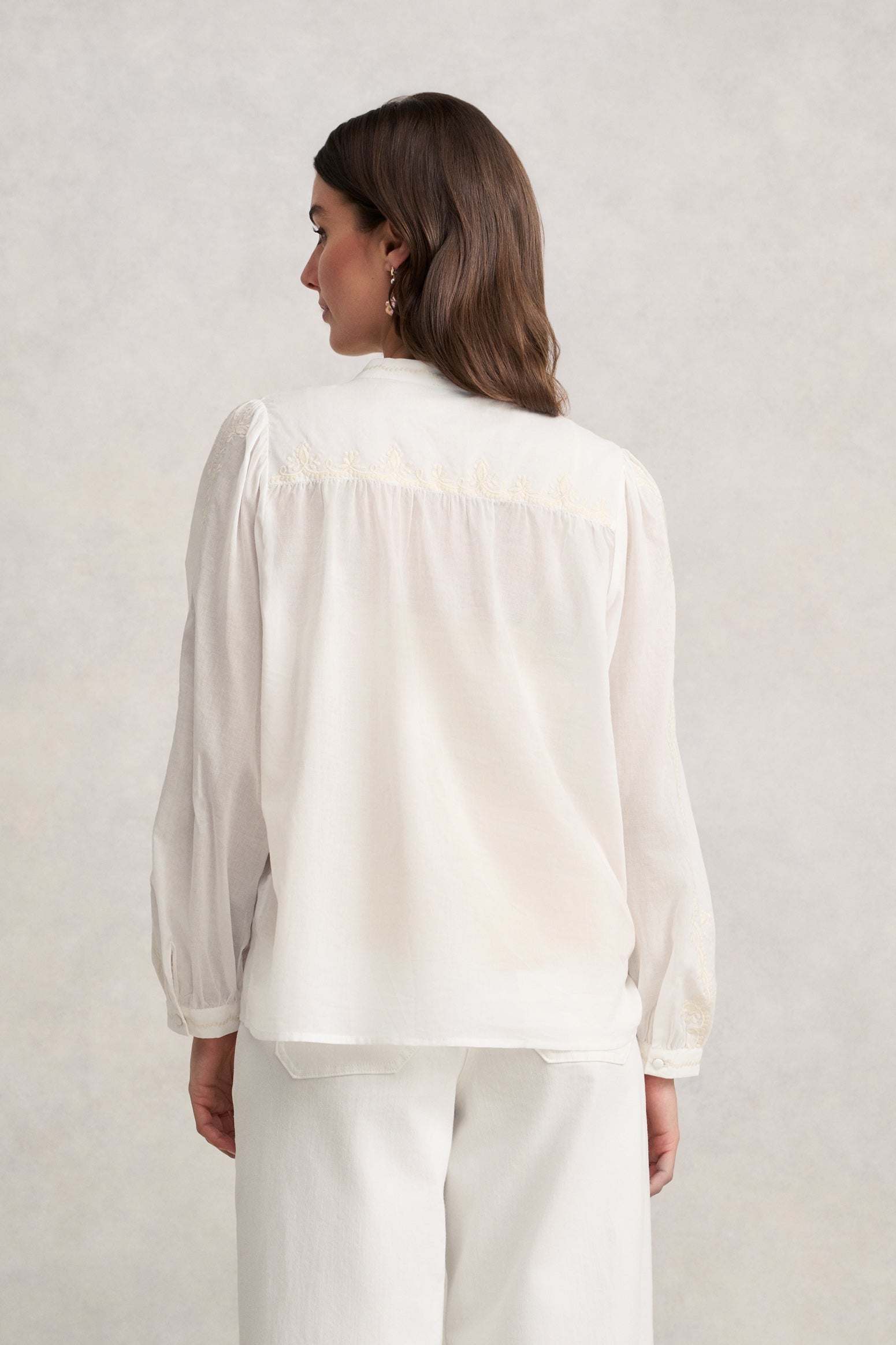 Embroidered Blouse - Cream - Image 5