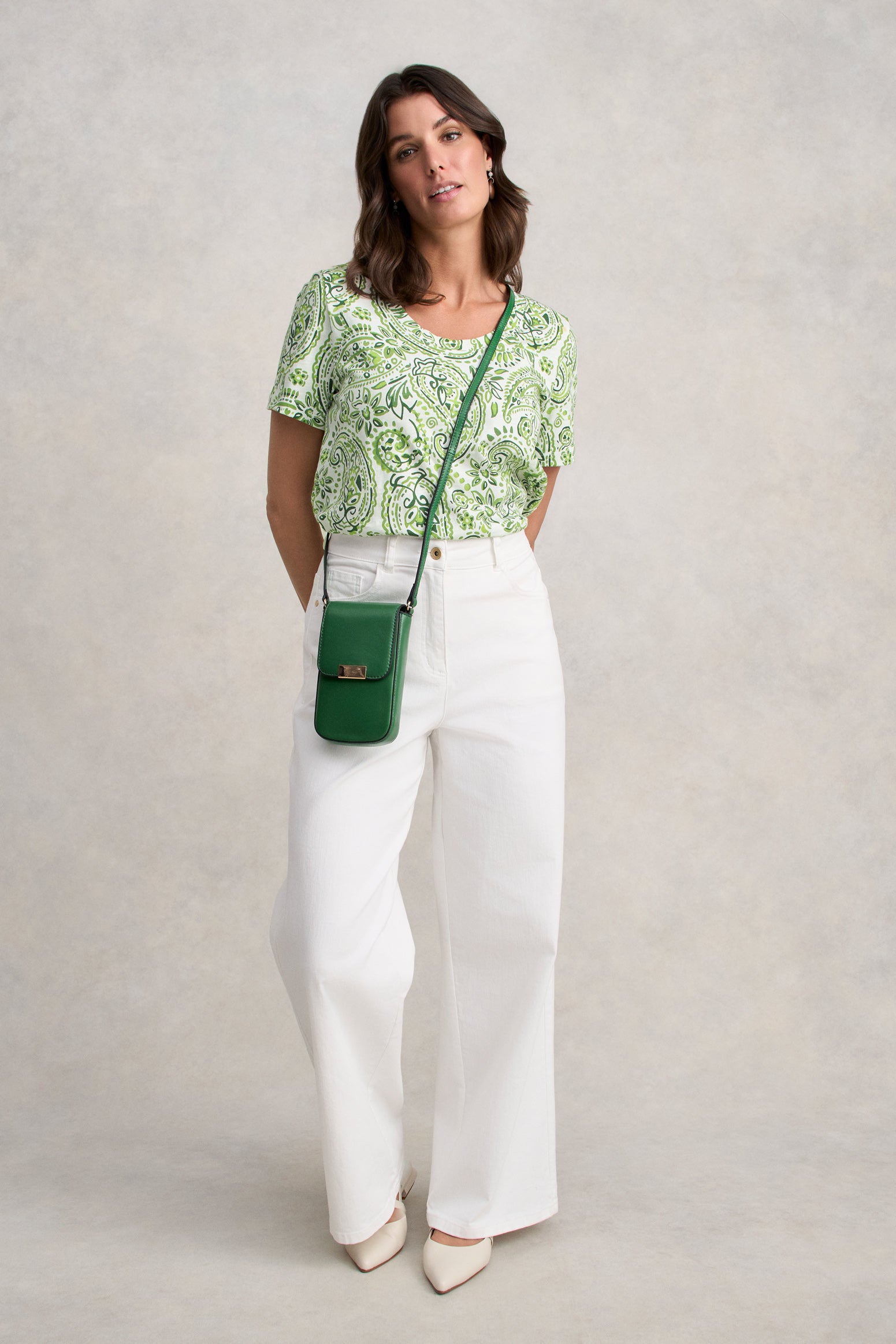 Organic Cotton Slub T-Shirt - Green Paisley Print - Image 2