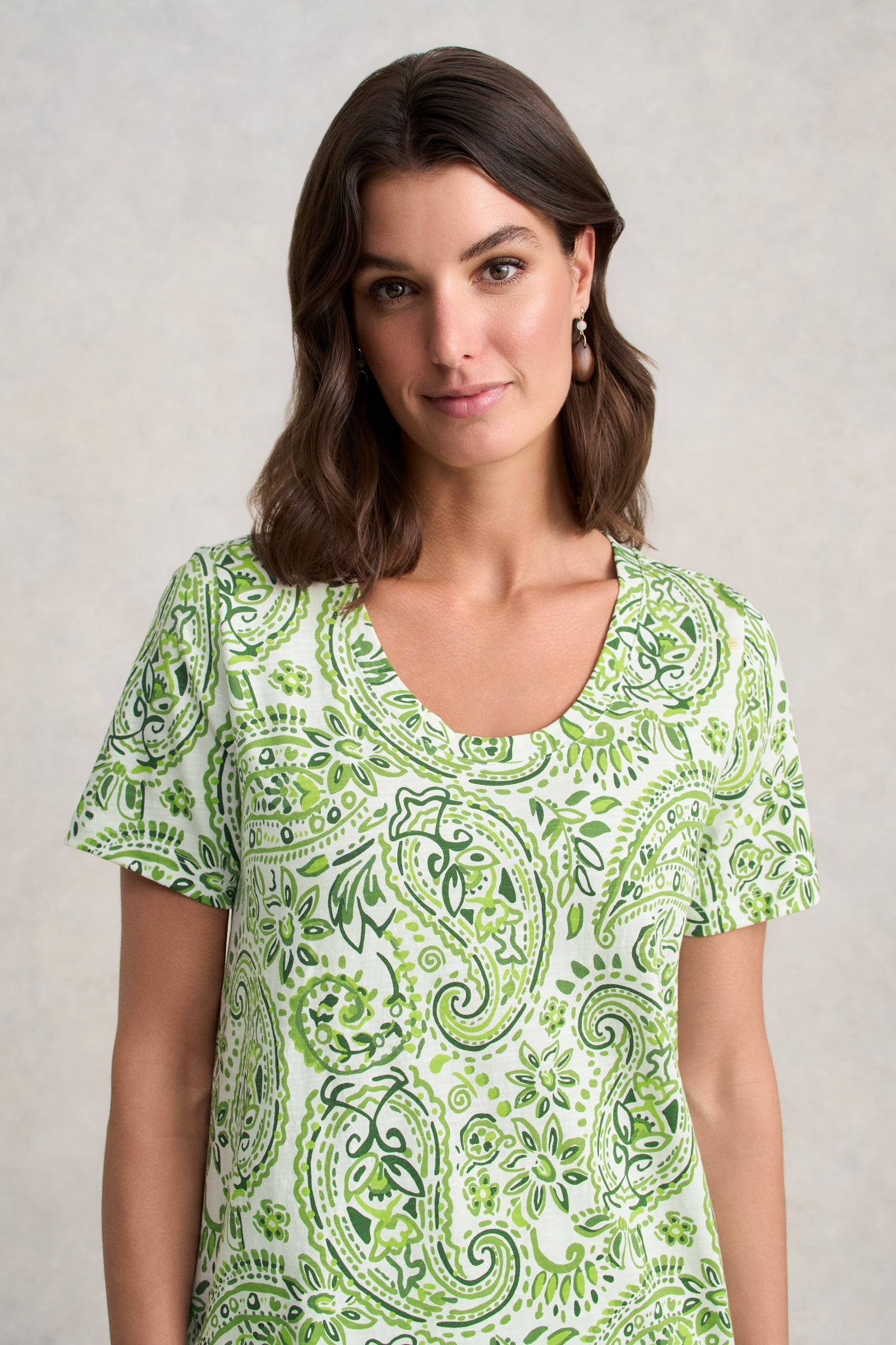 Organic Cotton Slub T-Shirt - Green Paisley Print - Image 3