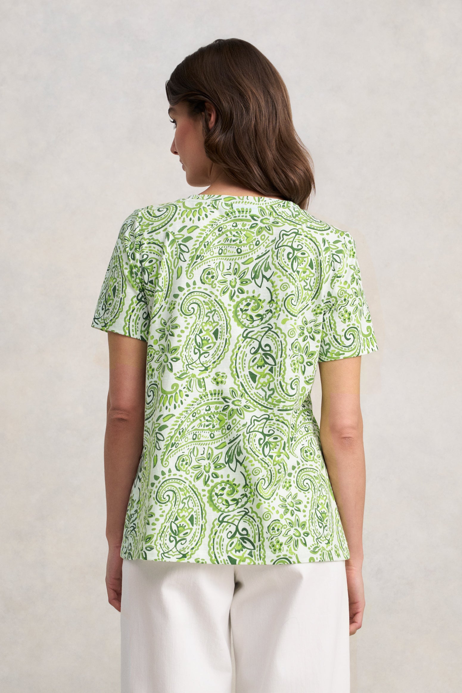 Organic Cotton Slub T-Shirt - Green Paisley Print - Image 4