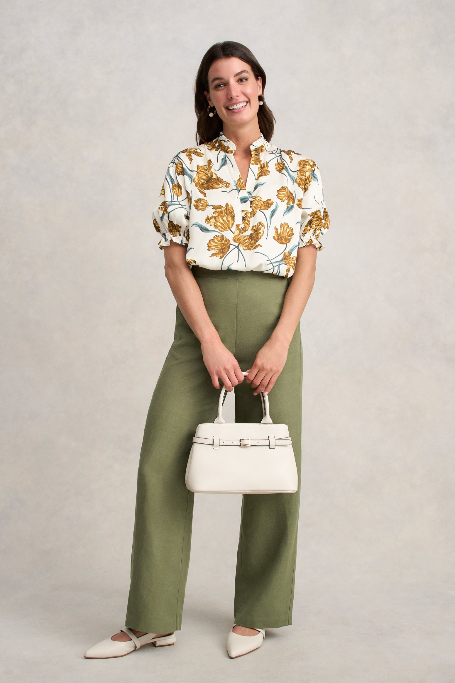 Puff Sleeve Printed Blouse - Floating Stem Print - Image 3
