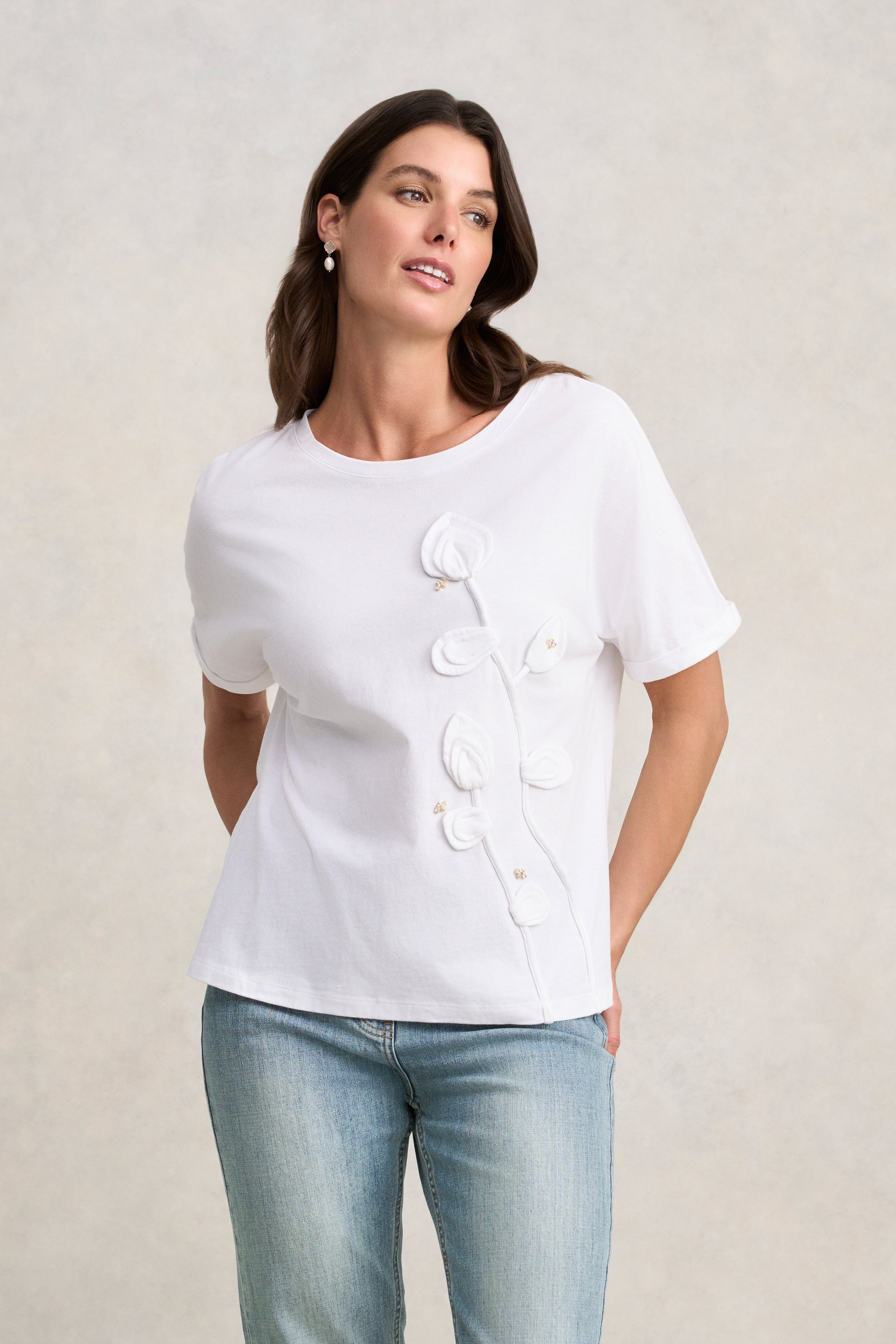 Cotton Appliqu?? T-Shirt - White