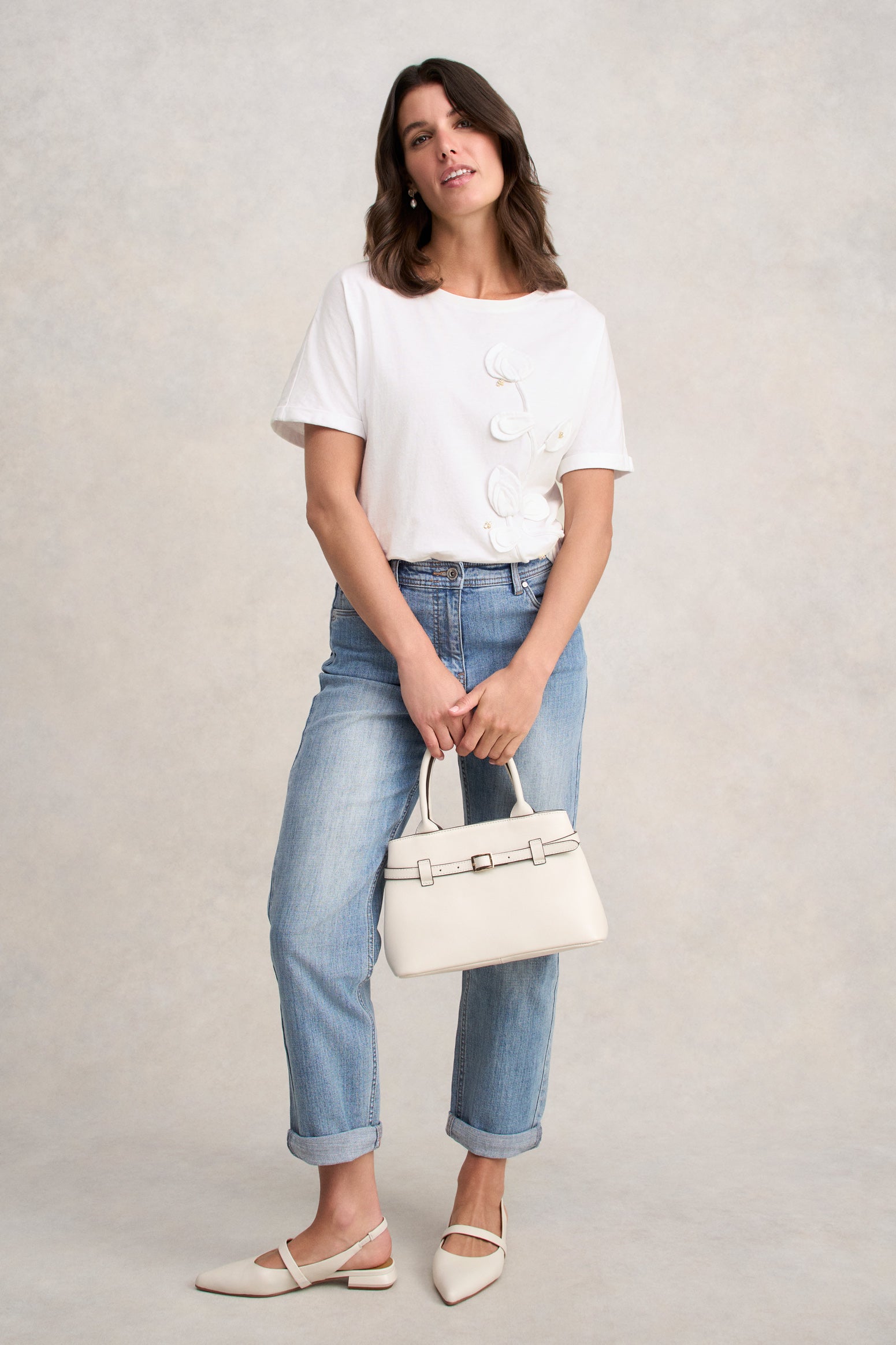 Cotton Appliqu?? T-Shirt - White - Image 2