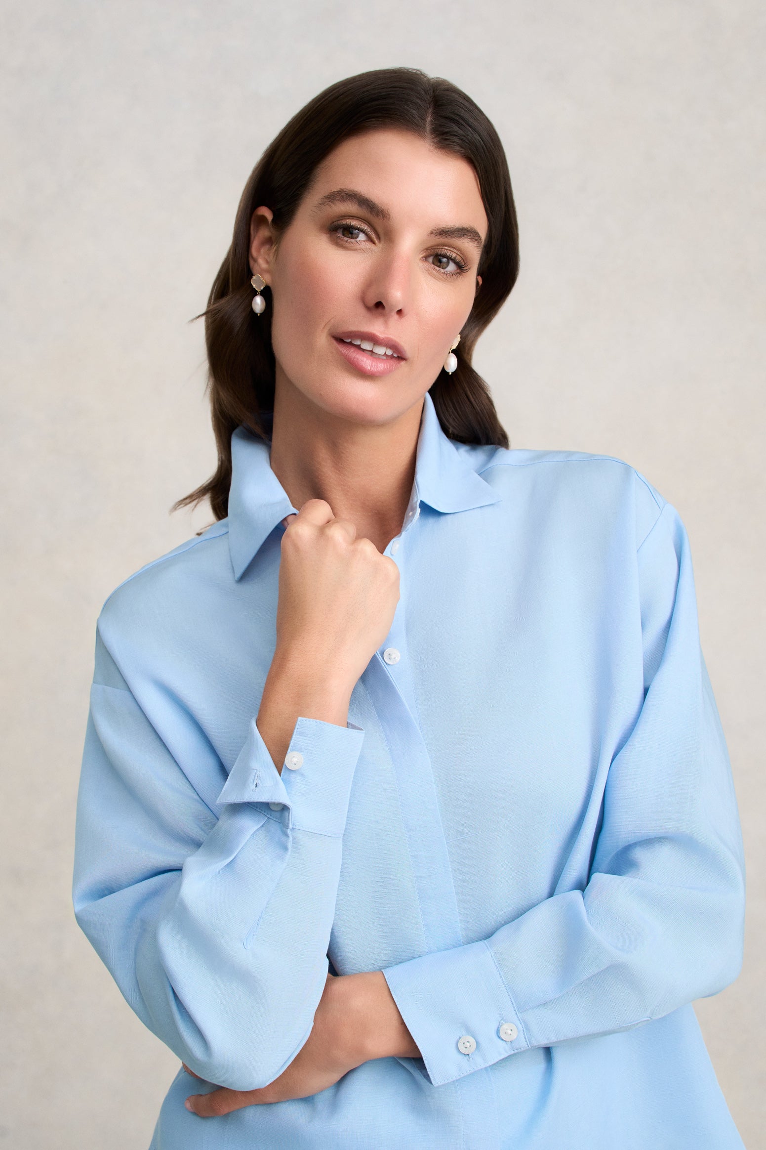 Split Back Relaxed Fit Shirt - Airey Blue - Image 3