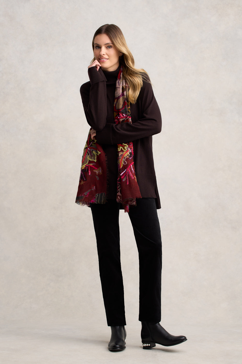 Side Split Merino Wool Jumper - Chocolate Chaud - Image 3