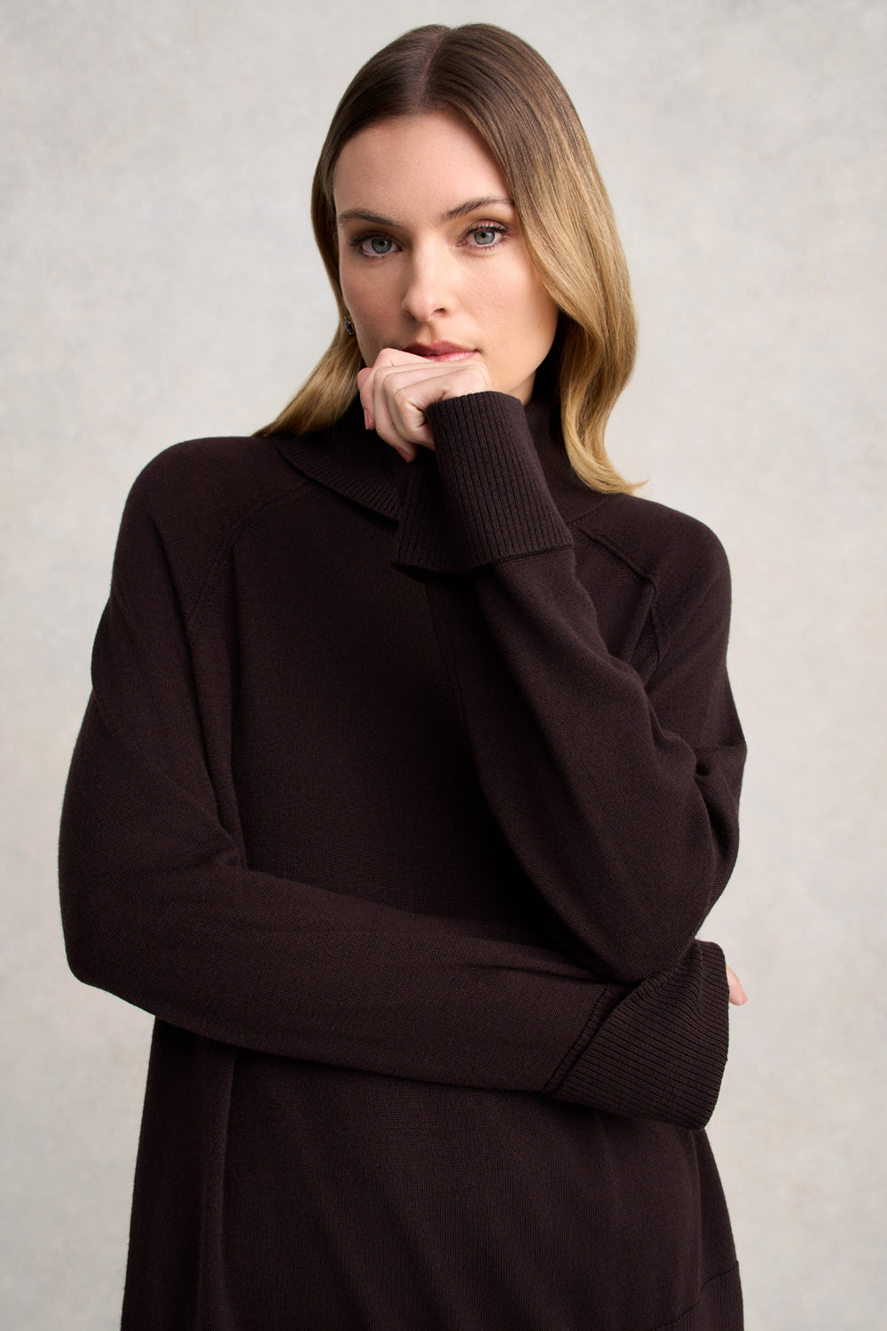 Side Split Merino Wool Jumper - Chocolate Chaud - Image 4