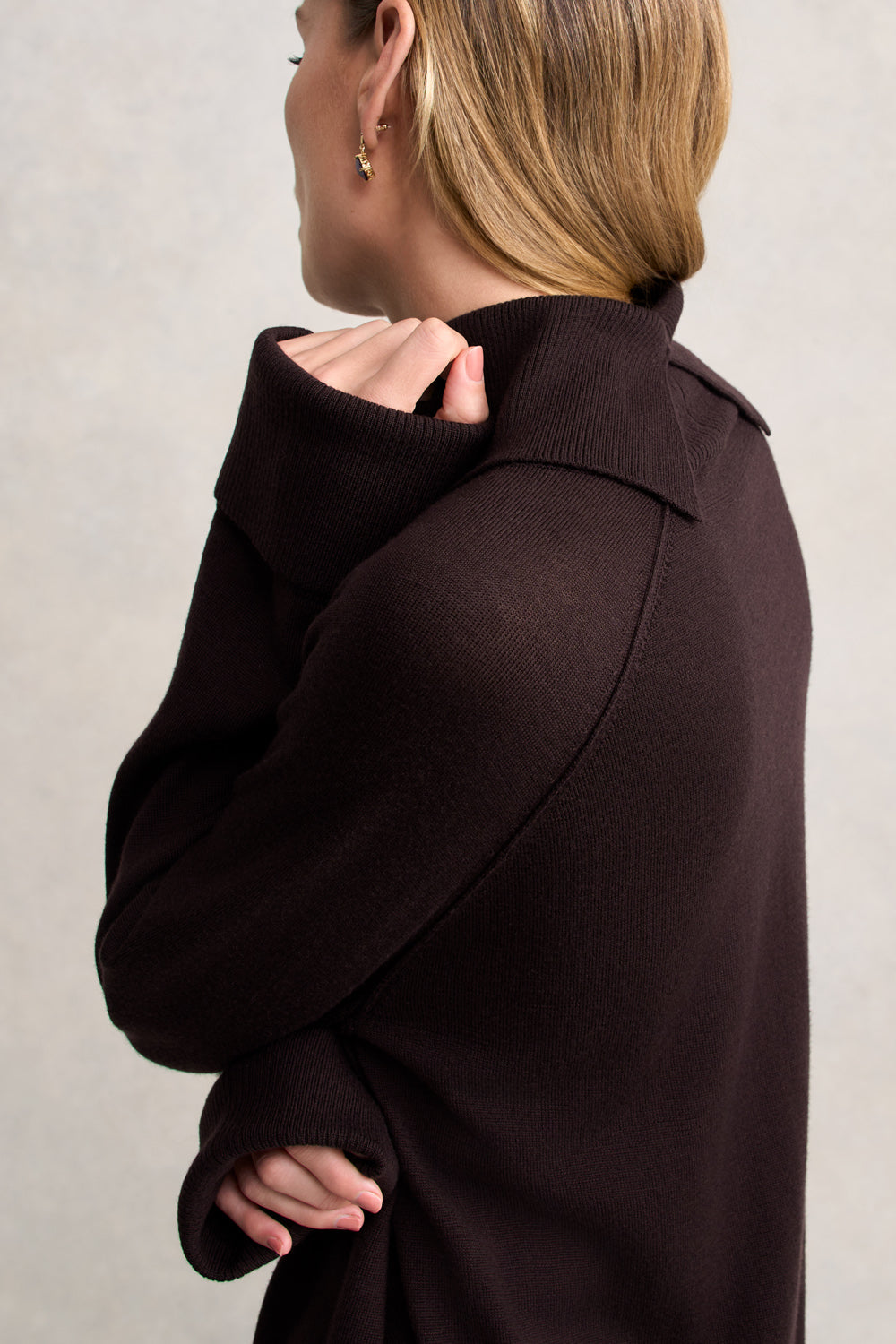 Side Split Merino Wool Jumper - Chocolate Chaud - Image 5