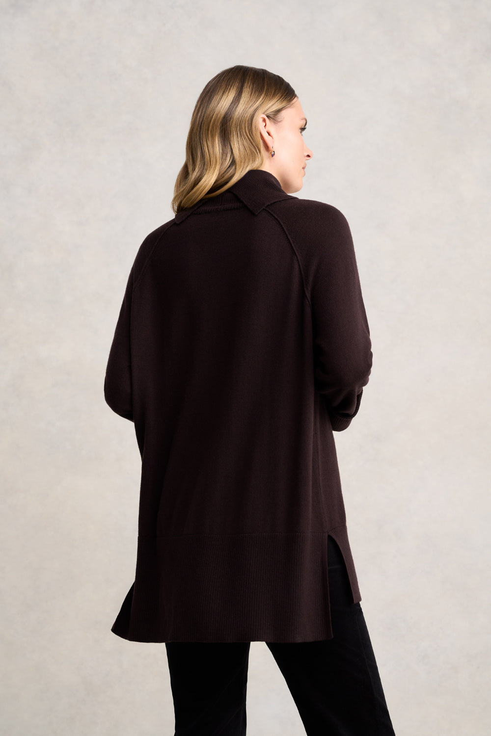 Side Split Merino Wool Jumper - Chocolate Chaud - Image 6