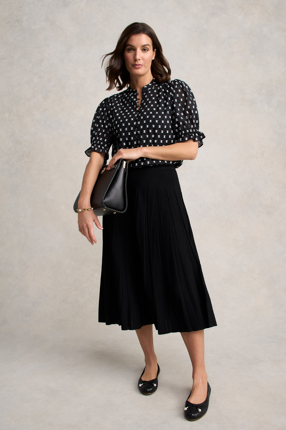 Pleated Knit Skirt ?C Black - Image 3