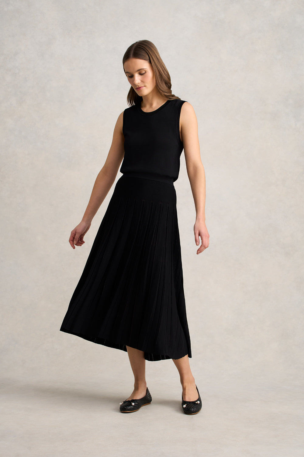 Pleated Knit Skirt ?C Black - Image 2