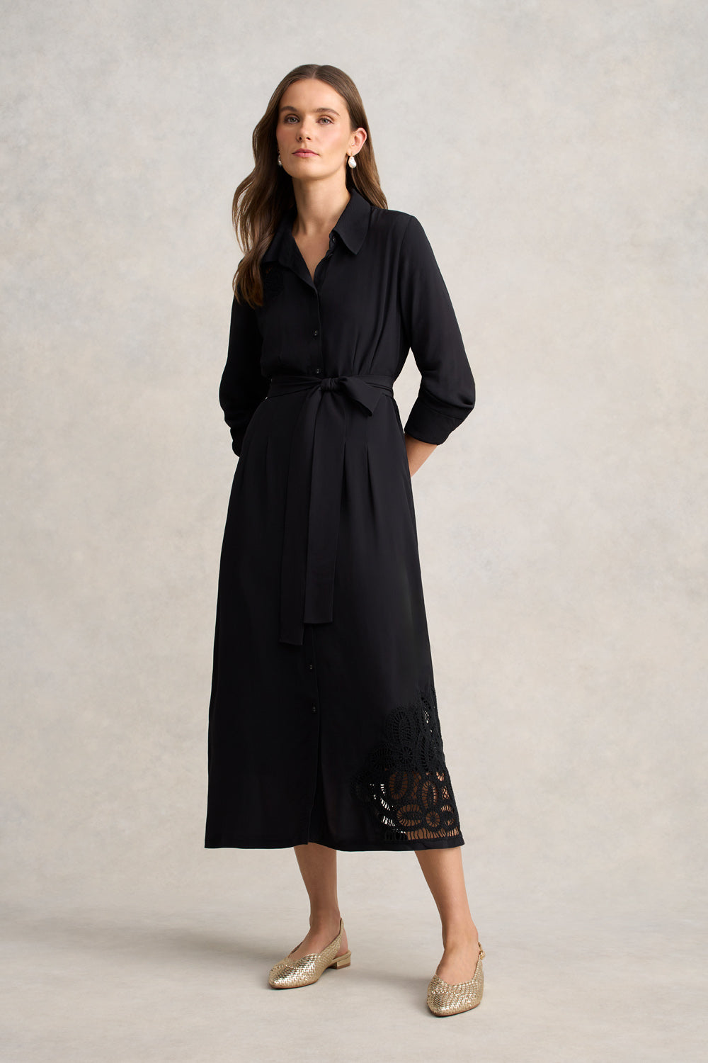 Lace Insert Dress ?C Black