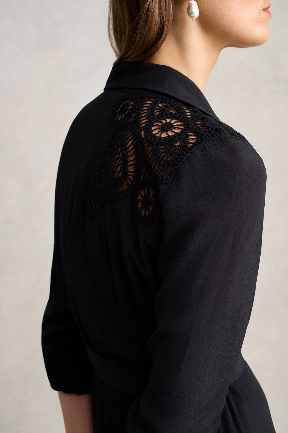 Lace Insert Dress ?C Black - Image 5