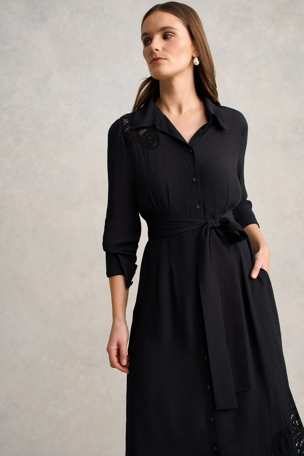 Lace Insert Dress ?C Black - Image 3