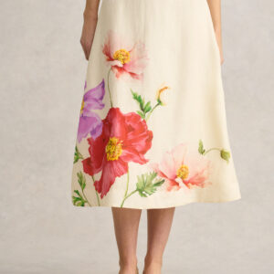 Ramie A-Line Skirt ?C Poppy Print