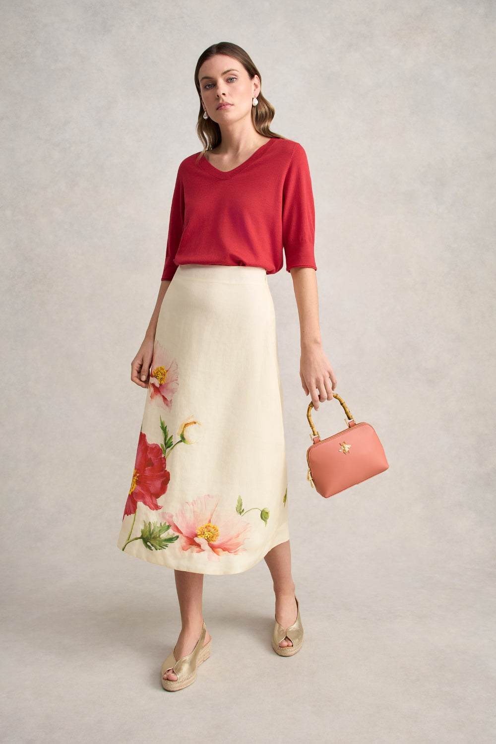 Ramie A-Line Skirt ?C Poppy Print - Image 3