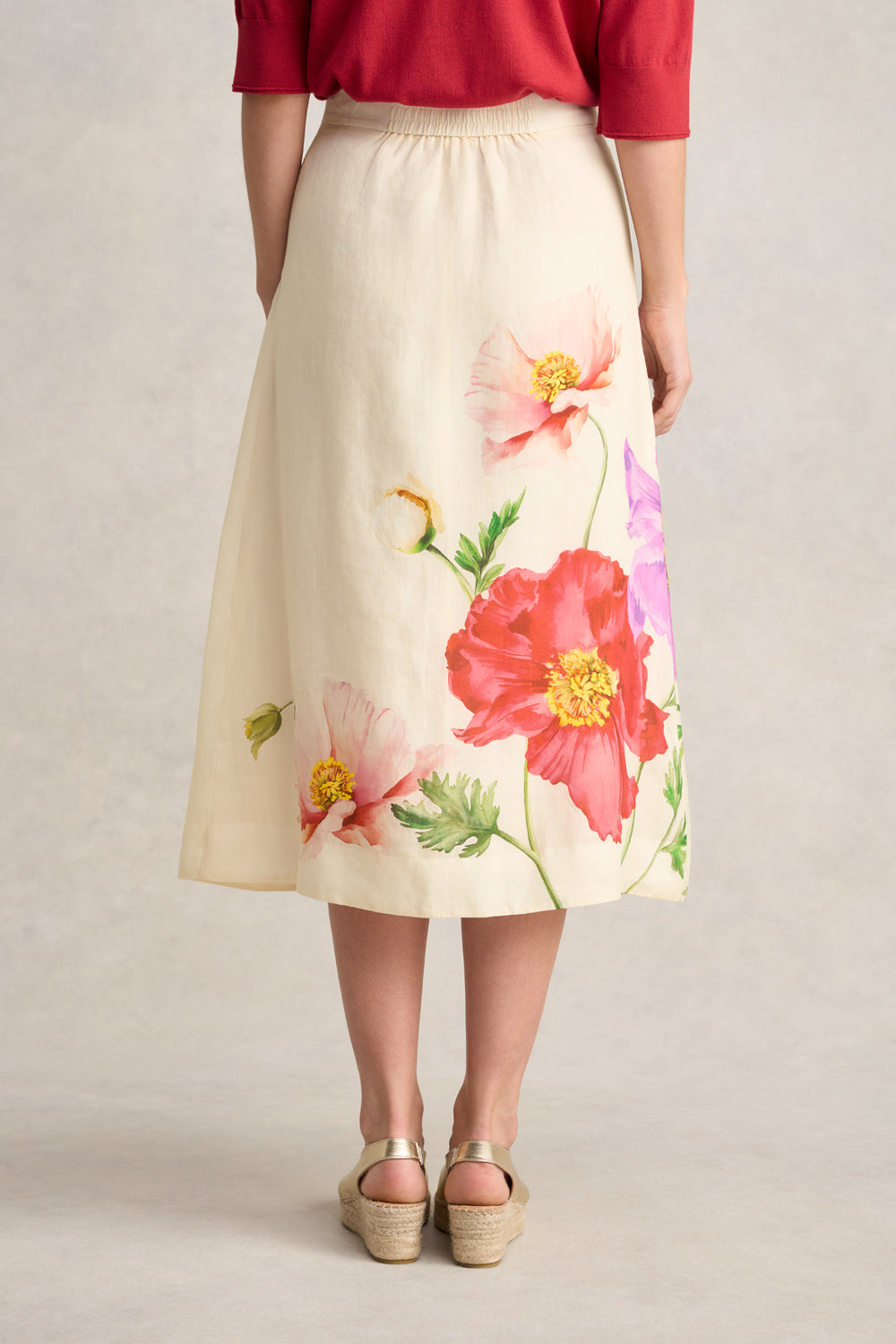 Ramie A-Line Skirt ?C Poppy Print - Image 5