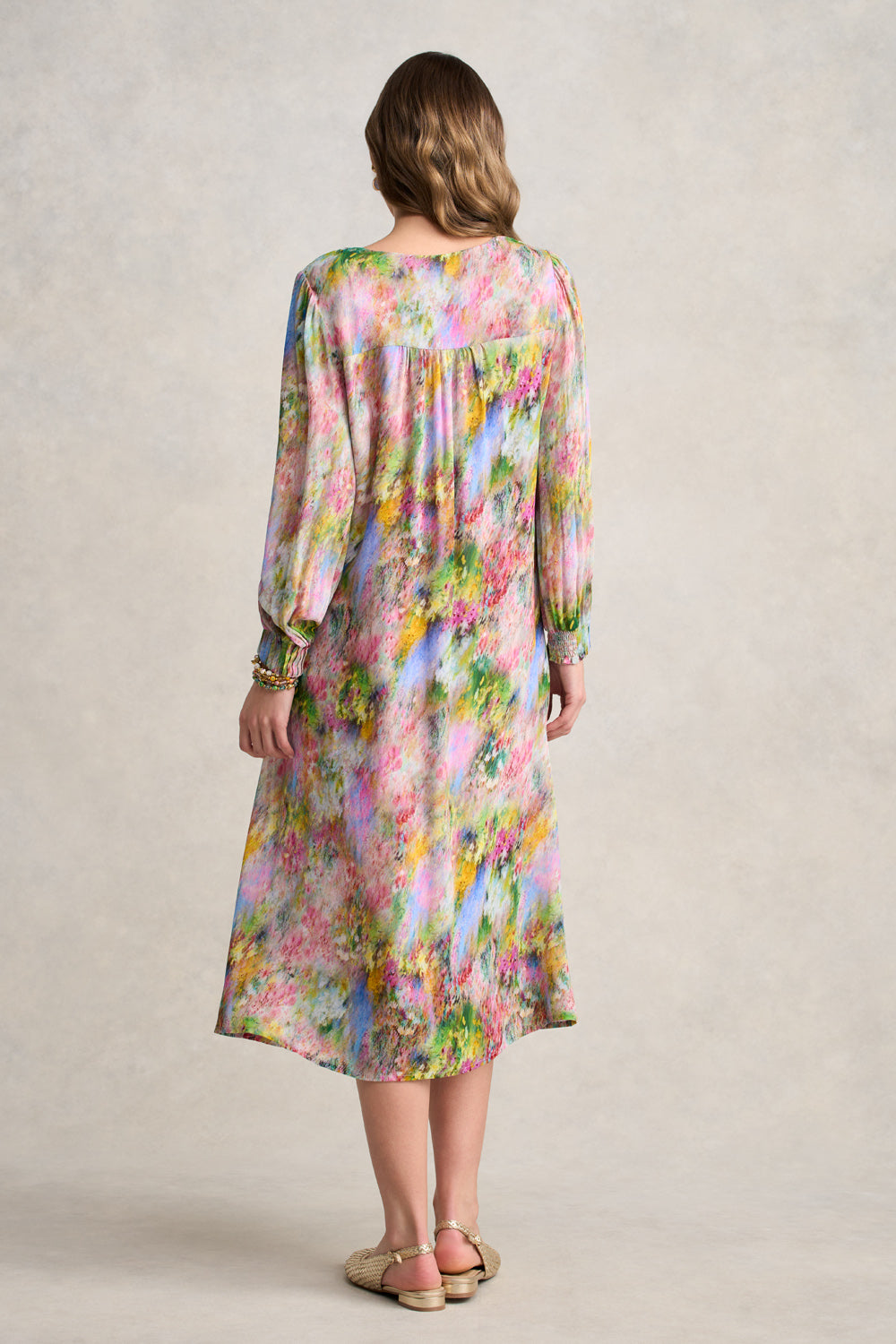 Pintuck Georgette Dress ?C Meadow Print - Image 5