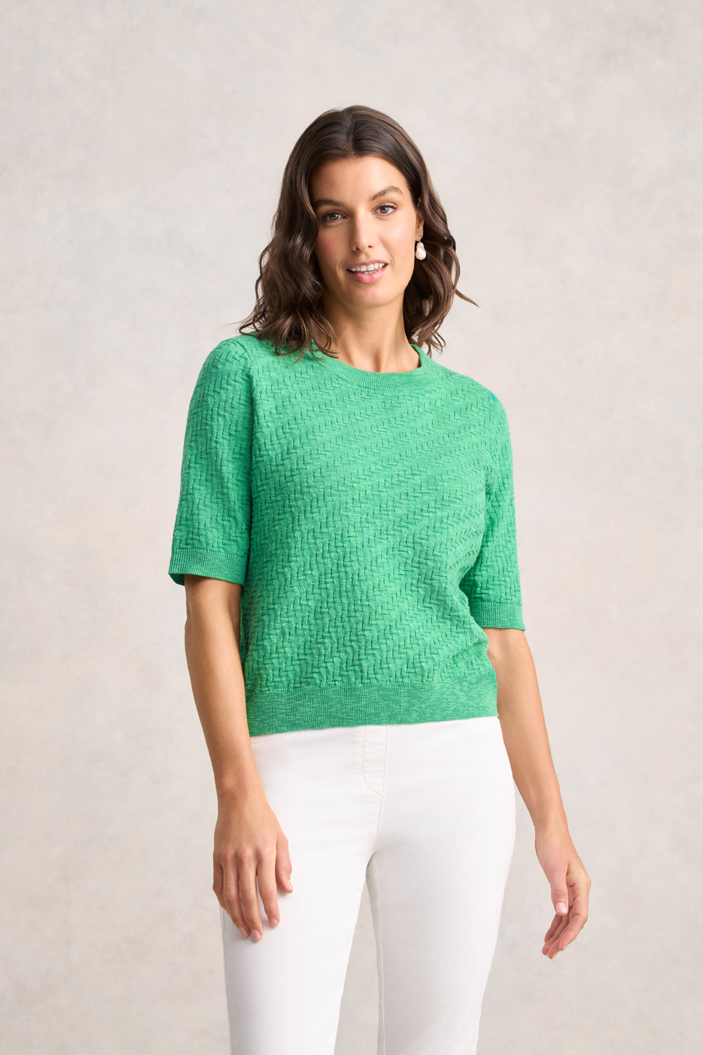 Textured Knit Top ?C Emerald