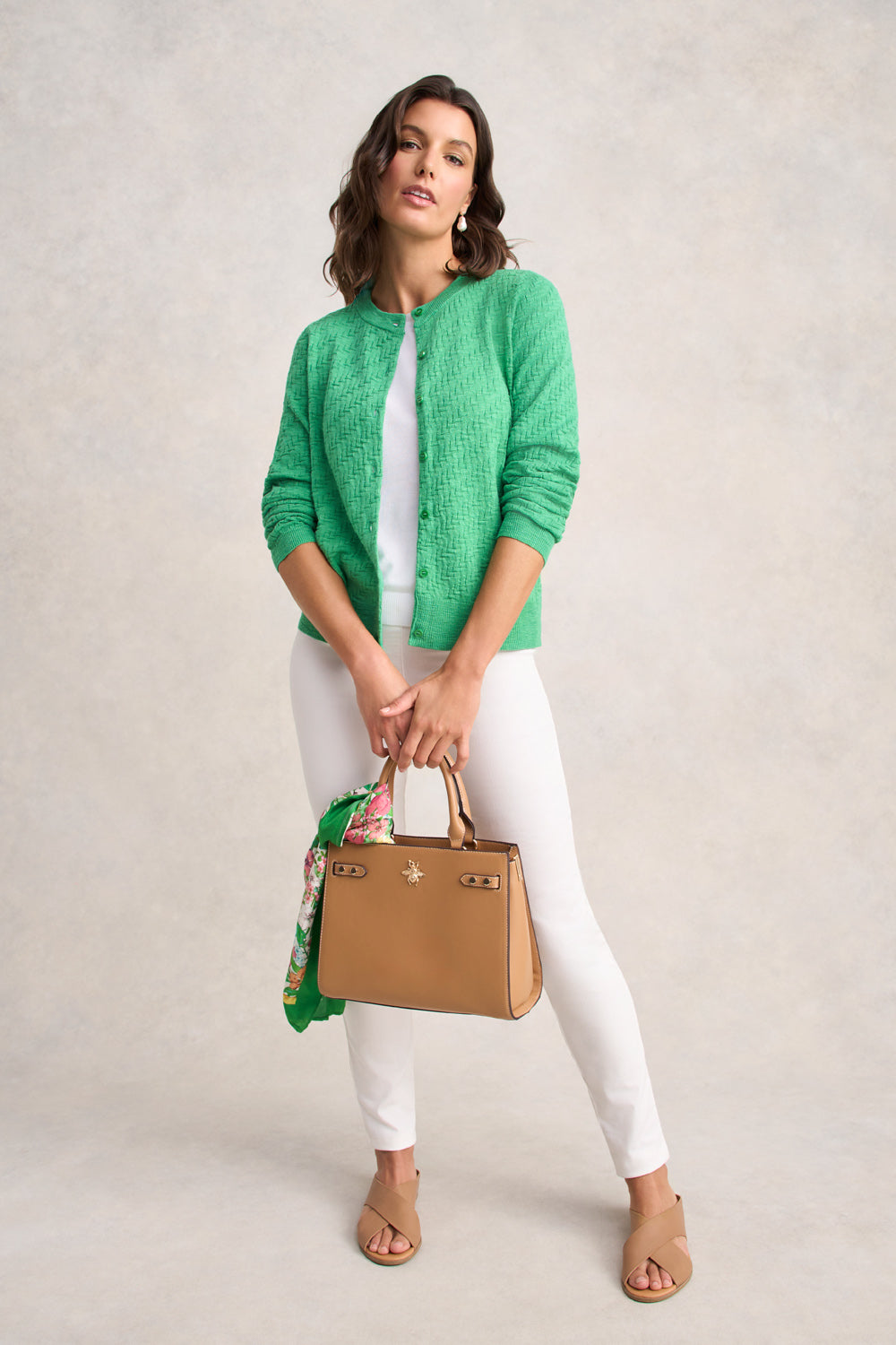 Textured Knit Cardigan ?C Emerald - Image 2