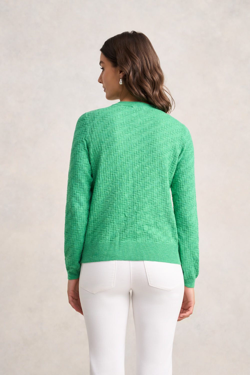 Textured Knit Cardigan ?C Emerald - Image 4