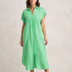 Linen Gather Front Dress ?C Bright Apple